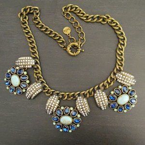 Bella Jack rhinestone and jewel flower statement necklace, 18" length